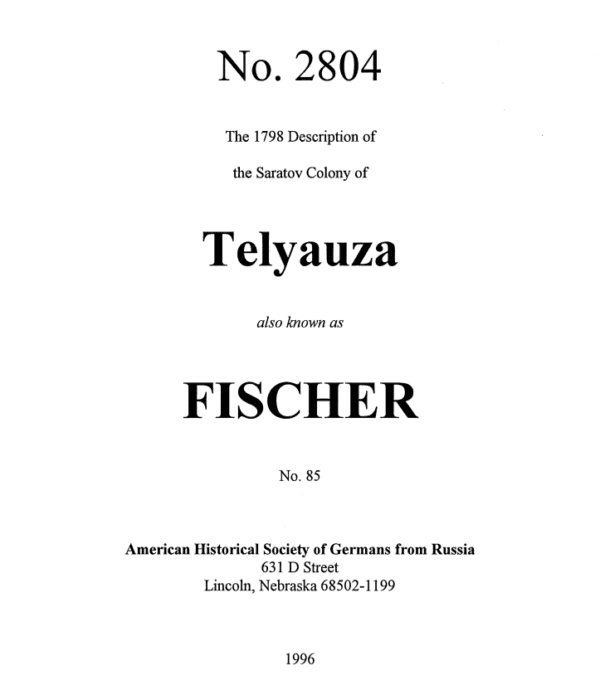 Fischer (Telyausa) - 1798 Census