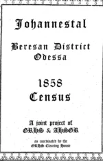 Johannestal 1858 Census