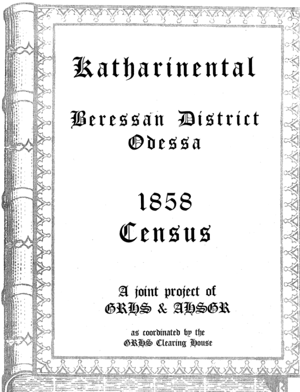 Katherinental 1858 Census