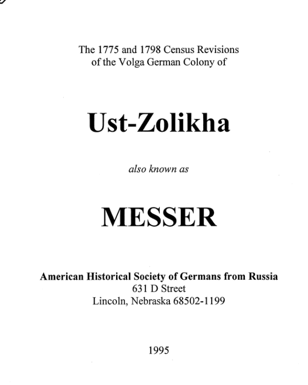 Messer - 1775 Census & 1798 Census