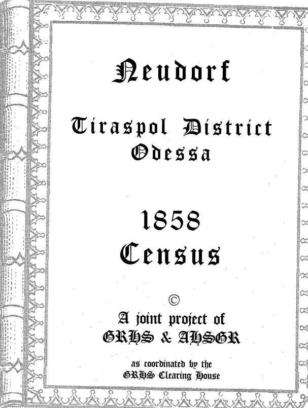 Neudorf 1858 Census