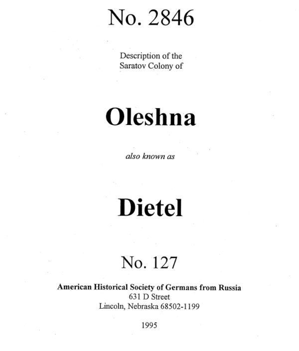 Dietel, Dittel (Oleshna) - 1798 Census