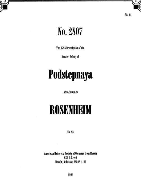 Rosenheim - 1798 Census