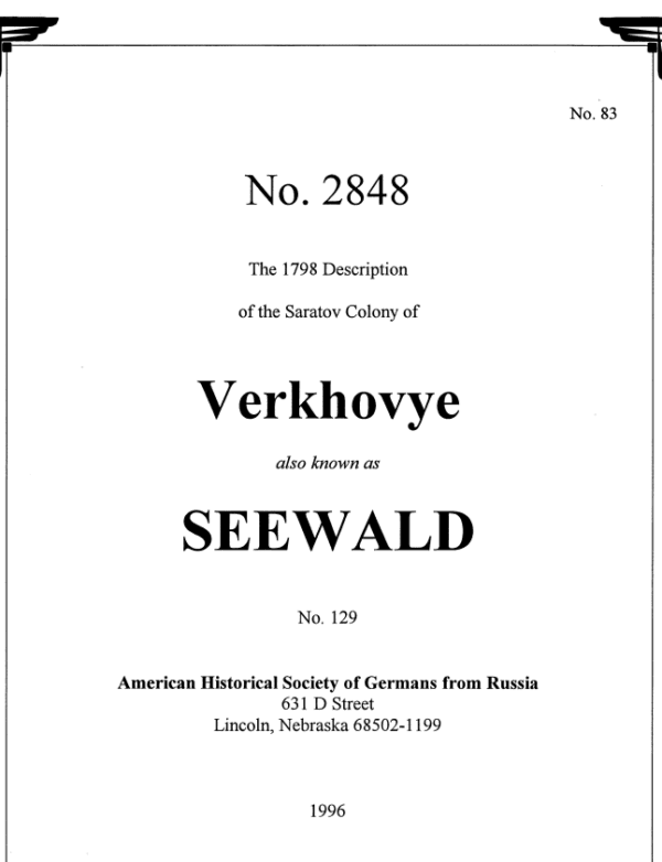 Seewald (Verkhovye) - 1798 Census