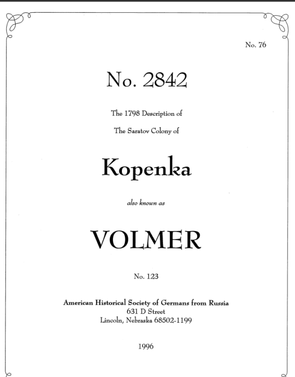 Volmer (Kopenka) - 1798 Census