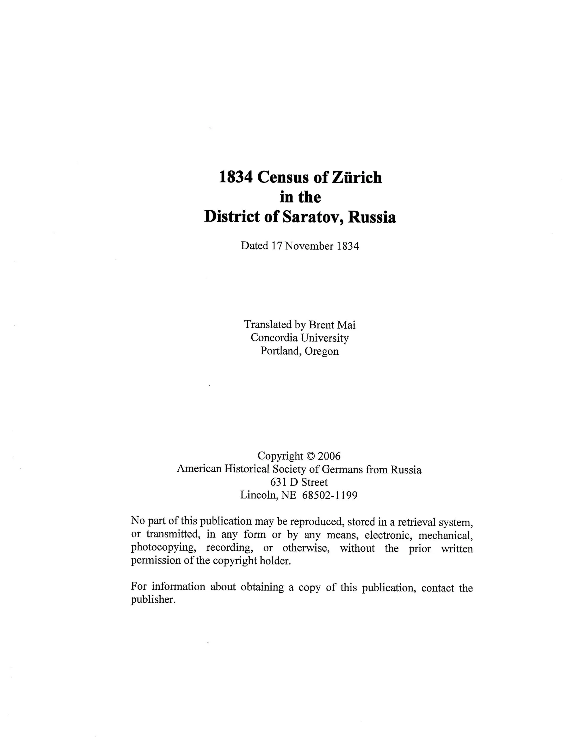 Zürich/Zuerich/Zurich (Eckhardt)  - 1834 Census