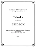 Beideck (Talovka) - 1775 Census & 1798 Census