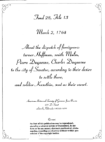Dispatch of Settlers to Saratov for Settlement-02 Mar 1764