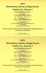 Warenburg Family List Volumes 1 & 2 (1874)