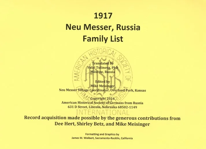 Neu Messer Family List (1917)