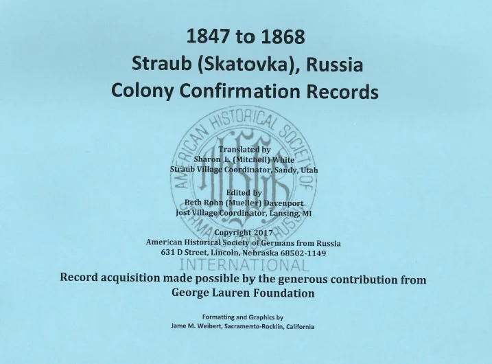 Straub Confirmations (1847-1868)
