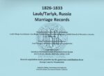 Laub, Tarlyk, Marriage Records (1826-1833)