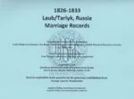 Laub, Tarlyk, Marriage Records (1826-1833)