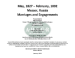 Messer, Russia, Marriage Index and Engagement Records May 1827 - February 1892