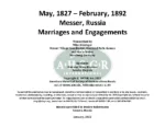 Messer, Russia, Marriage Index and Engagement Records May 1827 - February 1892