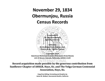 Obermunjou Census Records 1834 REVISED
