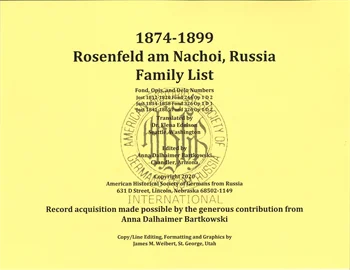 Rosenfeld am Nachoi Family List (1874-1899)