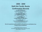 Stahl am Tarlyk, Russia Confirmation Records (1836-1840)