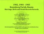 Rosenberg Parish Marriages 1905, Births 1902, Deaths 1904