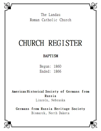 Landau Catholic Church Baptism Records (1860-1866)