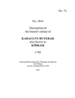 Koehler/Kohler - 1798 Census
