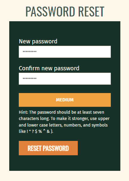 Password Reset Form