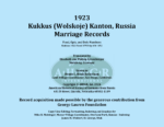 Kukkus (Wolskoje) Kanton, Russia Marriage Records 1923
