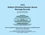 Kukkus (Wolskoje) Kanton, Russia Marriage Records 1923