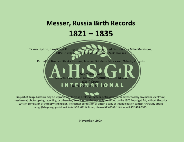 Messer Birth Records 1821-1835