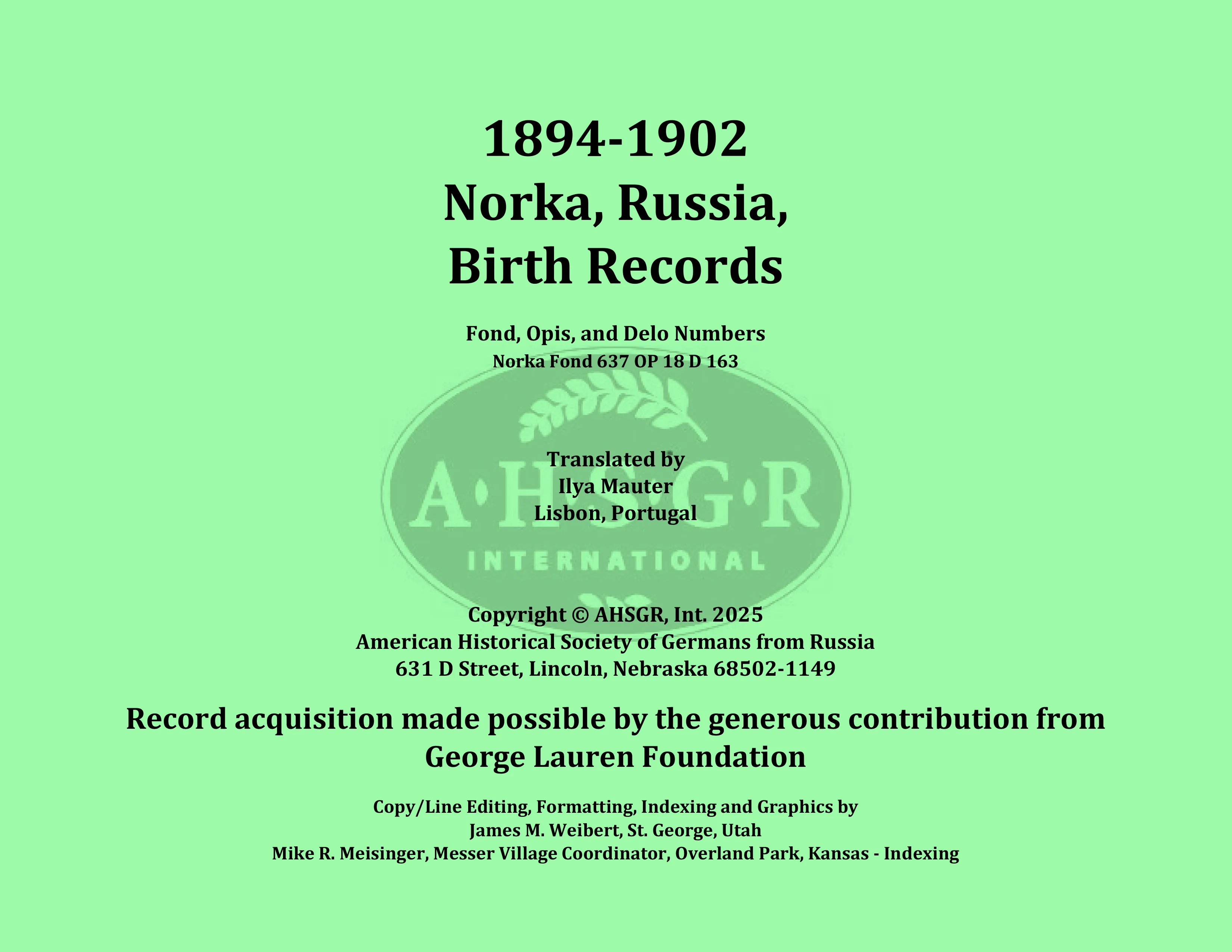 Norka Birth Records 1894-1902