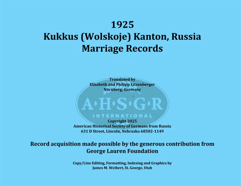 Kukkus Marriage Records 1925
